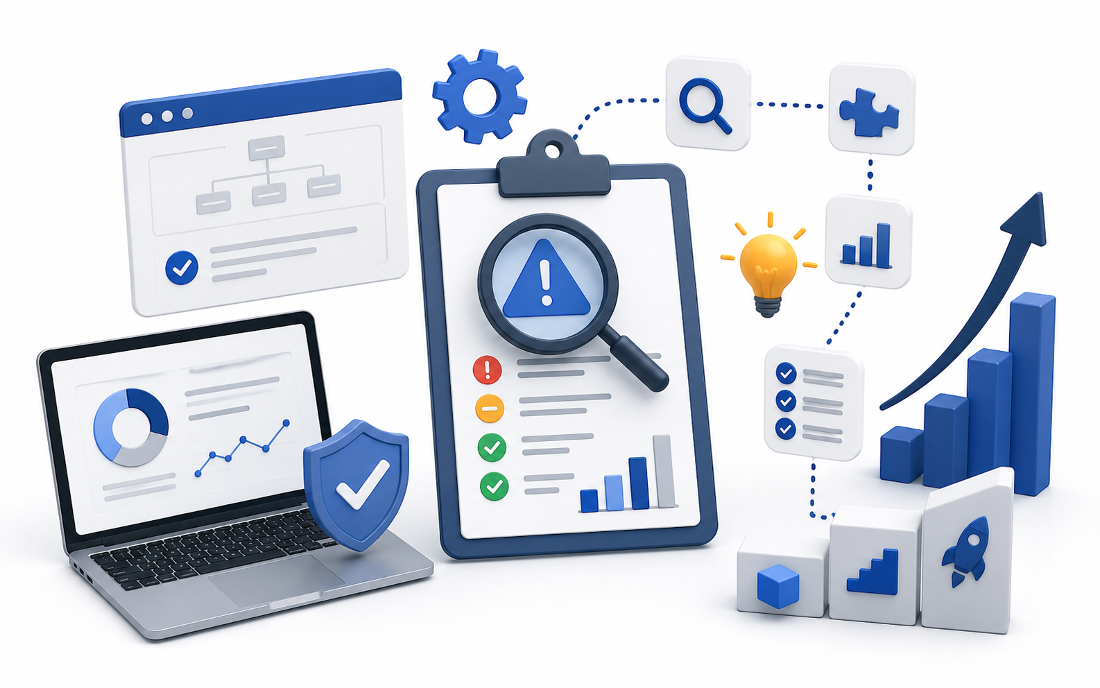 Ilustración de auditoría digital y mejoras web