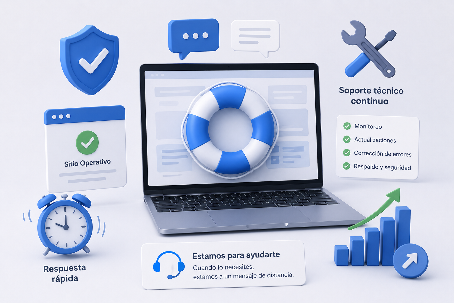 Ilustración de mantención activa y soporte técnico continuo